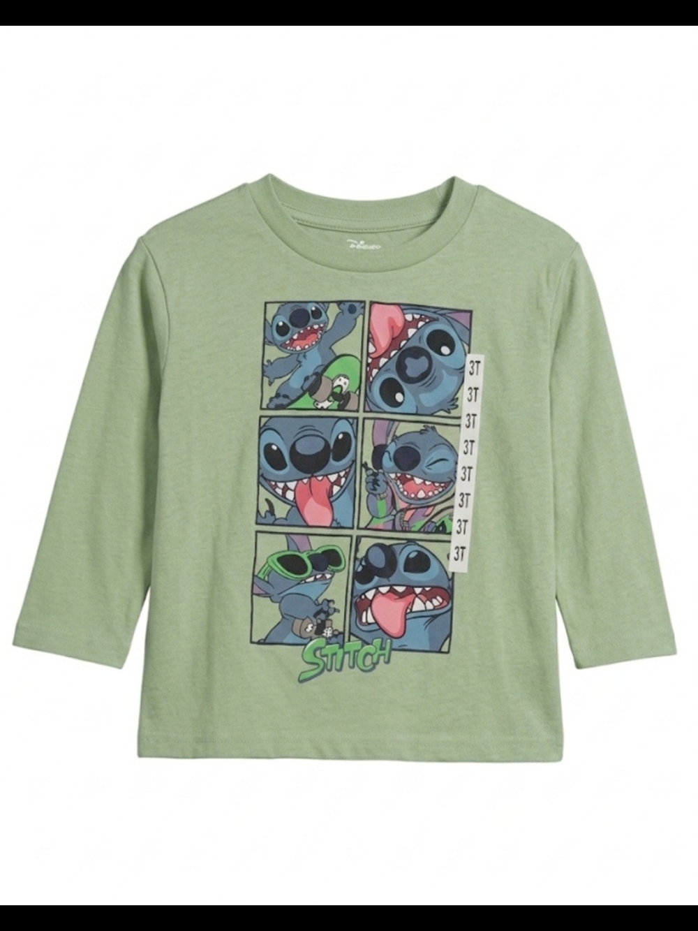 Disney Green Long-Sleeve Stitch Comic Panel Tee